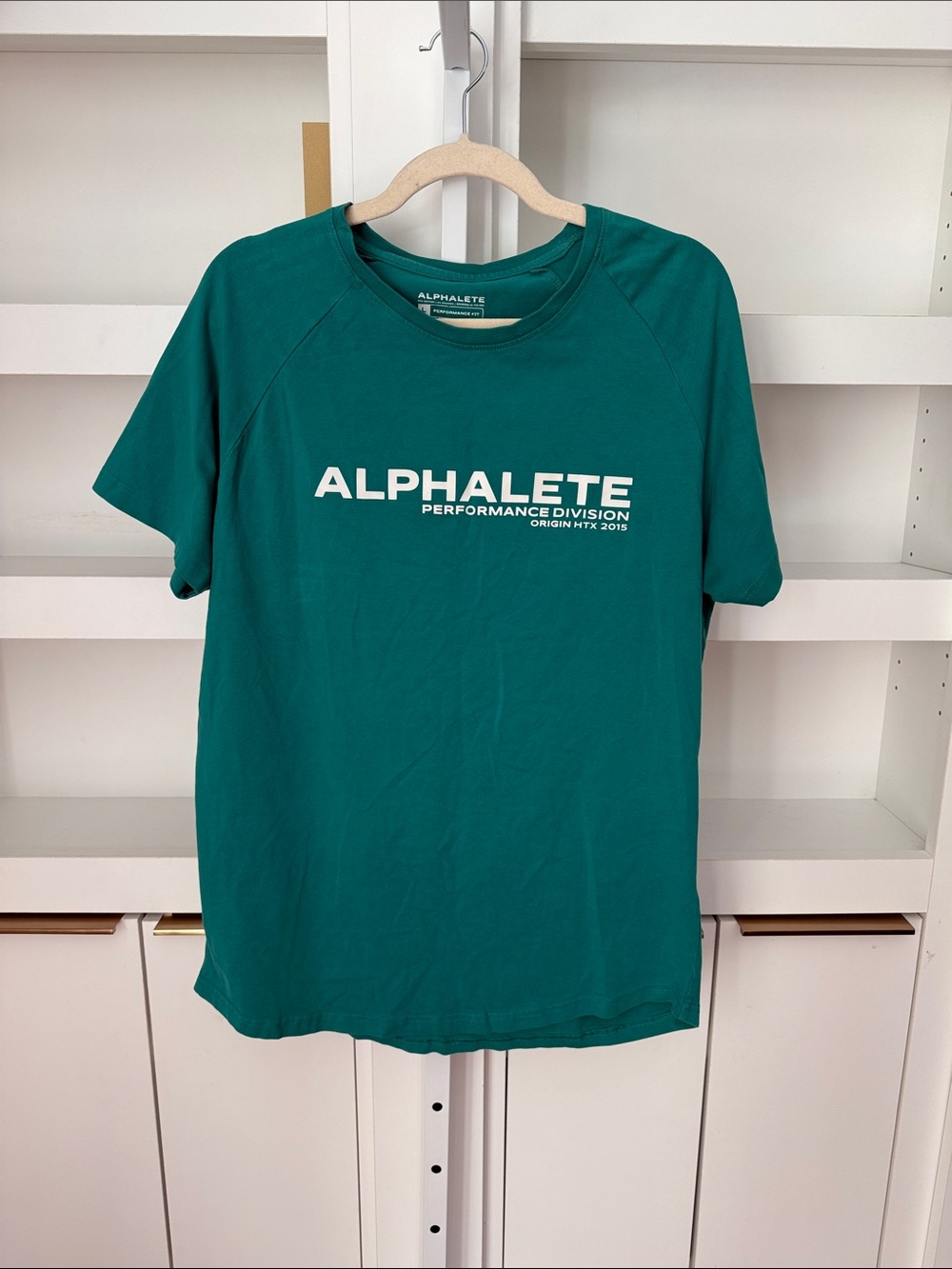 Alphalete Performance Fit Heavyweight Cotton ShortSleeve Tee Sz Large Teal Green